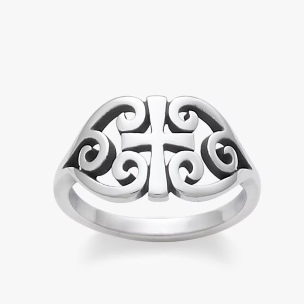 James Avery Scroll Cross Ring Silver - image 1